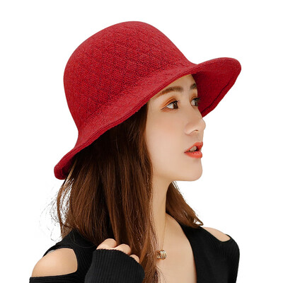

Fall&Winter 2019 New Pure Rhombic Knitted Wool Cap Lady Outdoor Recreational Warming Pot Cap Fisherman Cap