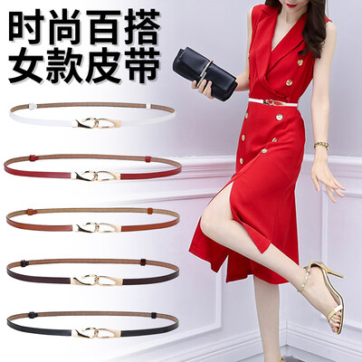 

New womens leather Japanese word buckle belt Korean version of the wild with pure leather belt female decorative jeans