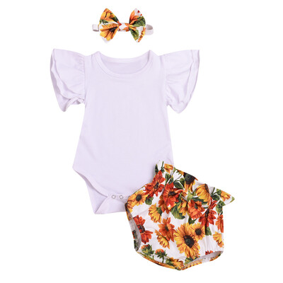 

Newborn Baby Girl Romper Tops Floral Shorts Briefs 3pcs Outfit Clothes Summer