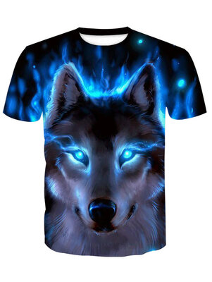 

Short Sleeve Print Wolf T-Shirt