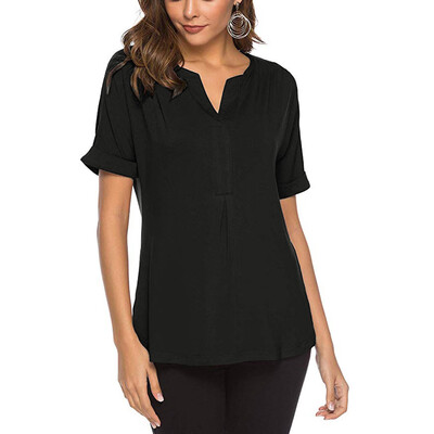 

Nomeni Womens Summer Short Sleeve Solid V Neck Tops Tee Shirt Top Blouse