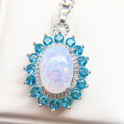 

3 Colors 2019 Fashion Pendant Luxury Oval Shape Opal Necklace Women Chain Necklaces Birthday Gifts For Wife