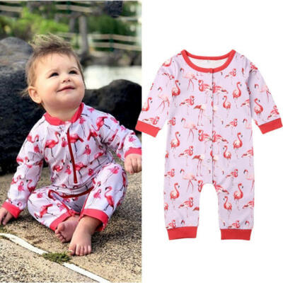 

CA Toddler Infant Kids Baby Girls Boys Clothes Flamingo Romper Jumpsuit Pajamas