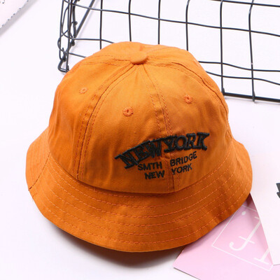 

Spring childrens Sun Hat cotton letter basin Hat Sun Hat baby summer Sun Hat tide embroidery fisherman Hat