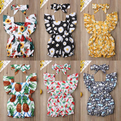 

US Kids Toddler Baby Girl Bodysuit Romper Jumpsuit Playsuit Sunsuit Clothes Set