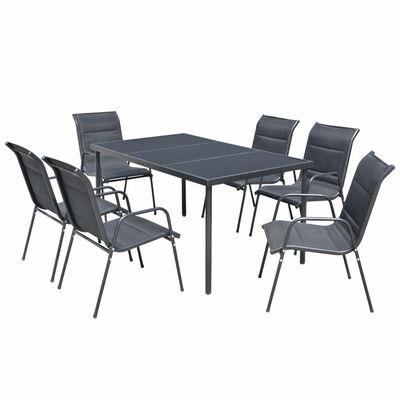 

7 Piece Outdoor Dining Set Steel Black