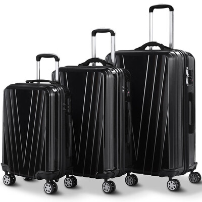 

3 pcs Luggage Set Travel Trolley Suitcase with TSA Lock-Black