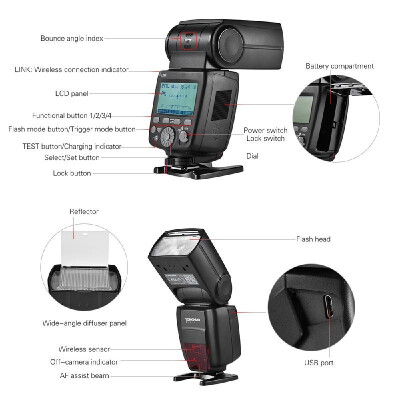 

YONGNUO YN680EX-RT Lithium 24G Wireless 18000s HSS TTL Flash Speedlite GN60 with 2000mAh Lithium Battery & Battery Charger for C