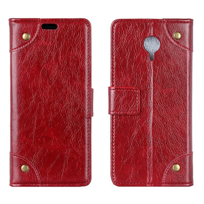 

MOONCASE Vodafone Smart N9 Lite Copper Buckle Napa Leather Case - Wine Red