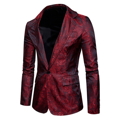 

SUNSIOM Mens Fashion Suit Blazer Dress Formal Tops Luxury Jacket Floral Print Bar Coats