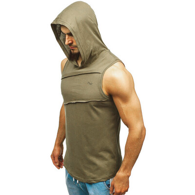 

Toponeto Men Hooded Striped Splicing vest jacket Patchwork Sleeveless Contrast Hoodie