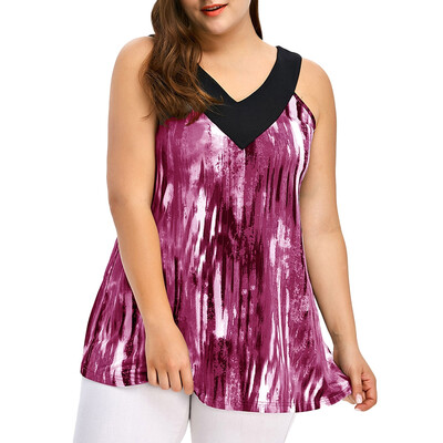 

Plus Size Tie Dye Ringer Tank Top