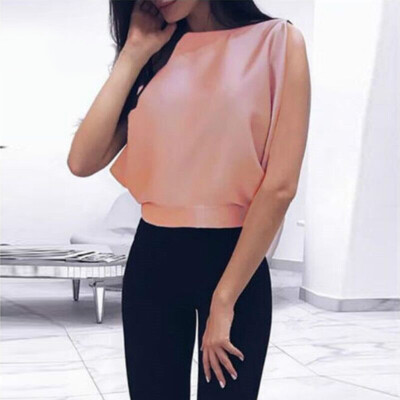 

Womens Solid Color Vest Backless Sexy Loose Pullover Sleeveless Tops Blouse