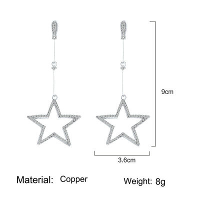

Korean Trend of Earrings in 2019 Silvery Stars geometry Round Irregularity Drop Earrings Crystal Long Party Jewery