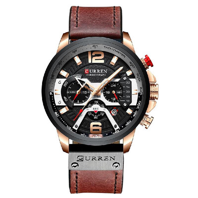 

CURREN 8329 Quartz Watch Business Men Simple Sport Wristwatch Three Sub-Dials Calendar Second Minute 24 Hour Display 3ATM Waterpro