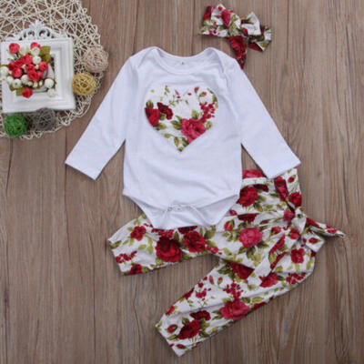 

Newborn Baby Girl Floral Clothes Romper Long Pants Outfits Jumpsuit Bodysuit