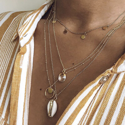 

New Fashion Gold Color Shell Pendant Necklace for Women Chain Choker Necklace Statement Collar Bohemia Collier 2019