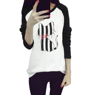 

Autumn Women T-Shirt Lovely Character Printed Long Sleeve Tops