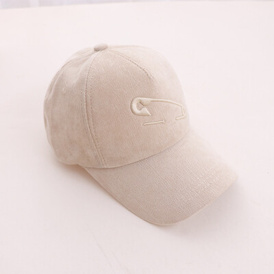 

Korean version of the new womens outdoor sun - shading sun cap corduroy embroidered duck tongue cap baseball cap