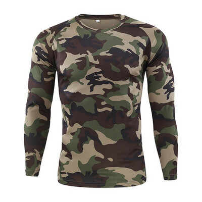 

Toponeto Mens Outdoor Quick-drying Camouflage Long Sleeves Tops Blouse T-Shirts