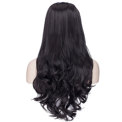 

U Shape Part Half Head Wig Clip In Hair Extension Full Head One Piece Invisible 7 clips With Wig Net Synthetic Straight Curly