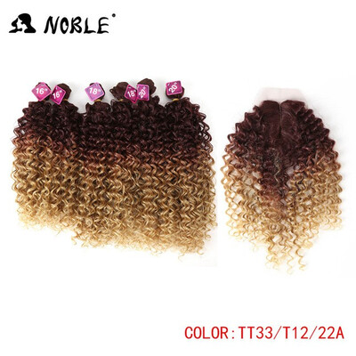 

Noble Synthetic Hair Weave 16-20 inch 7Pieceslot Afro Kinky Curly Hair Bundles With Closure African lace For Women hair Extensi