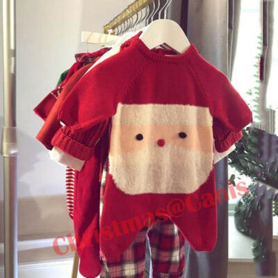 

US Newborn Baby Girl Boy Christmas Clothes Wool Knit Romper Jumpsuit Warm Outfit