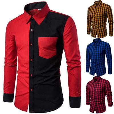 

Camisa de vestir ajustada con botones de manga larga a cuadros 100 algodón patrón descontinuado
