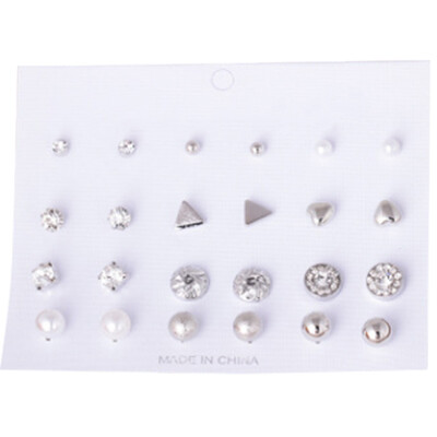 

Triangle Love Pearl Ball Multi-to-Small Stud Earring Set Variety Earrings