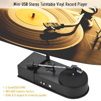

Mini USB Stereo Turntable Vinyl Record Player 2-Speed3345 RPM MP3 WAV Converter Function with RCA Outputs