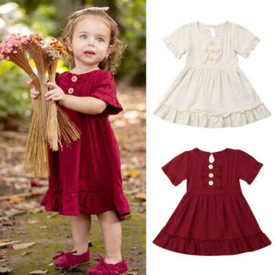 

US Vintage Infant Kid Baby Girl Clothes Short Sleeve Lace Dress Dresses Outfit