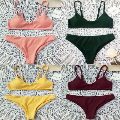 

US Women Swimwear Bandage Bikini Set Push-up Padded Bra Bathing Suit Swimsuit AL