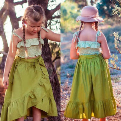 

Toddler Kids Baby Girls Floral Crop Tops Long Skirt Dress Outfits Clothes Set