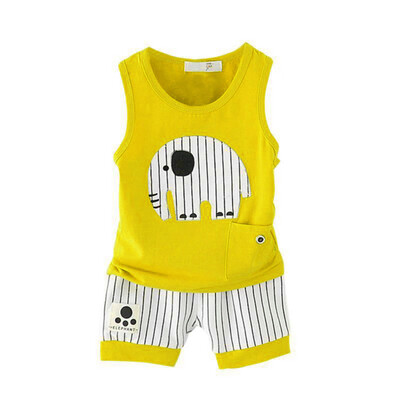 

Summer Baby Boy Vest Stripe Shorts 2pcs Cartoon Style Clothing Set Children Sports Suit