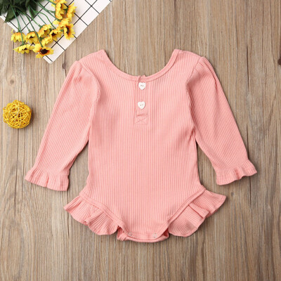 

Newborn Kids Baby Girl Clothes Knitted Ruffle Romper Bodysuit Overall Outfit Set