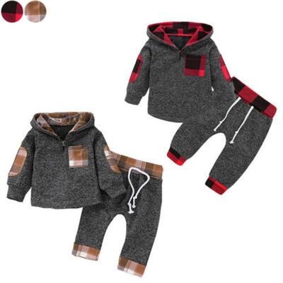 

Newborn Baby Boy Girl Clothes Autumn Winter Hooded TopsPants 2PCS Set Outfits