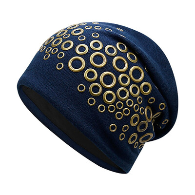 

Tailored New Women Men Winter Knitted Hat Metal Circle Hemming Hat Wool Cap