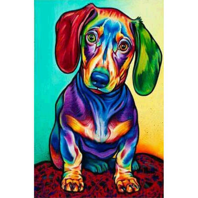 

5D DIY Full Drill Square Diamond Painting Color Dog Cross Stitch Embroidery