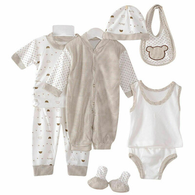 

Unisex Newborn Baby Boys Girls 8 Piece Clothing Net Bag Layette Gift Set - 0-3M