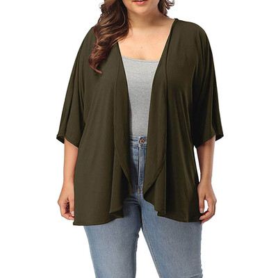

Roseonmyhand Womens Plus Size Summer Casual Open Front Half Sleeve Lightweight Cardigan