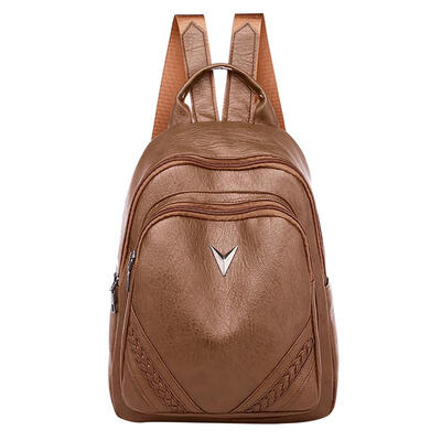 

Simple Solid Color School Bags Women Travel Backpacks PU Leather Knapsack