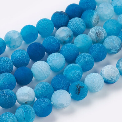 

Natural Crackle Agate Beads Strands Dyed Round Grade A CornflowerBlue 10mm Hole 1mm about 39pcsstrand 149