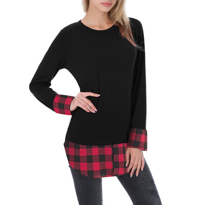 

Checked Shirt Spliced Tops