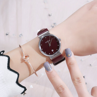 

Diamond simple dial personality female watch waterproof ladies belt trend table student table