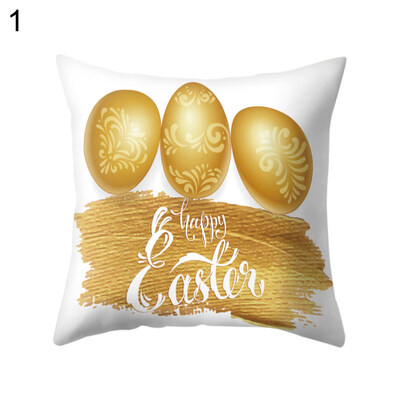 

Happy Easter Egg Pillow Case Sofa Bed Car Office Cushion Cover Festival Decor