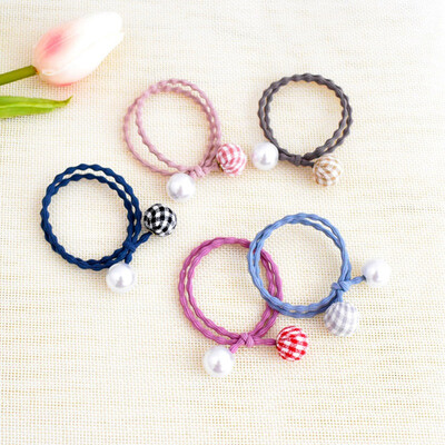 

Women Hair Accessories Pearl Cloth Ball Bow Hair Ring Rope Head Simple High Elastic Hair Rope