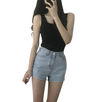 

Vintage Chic Knit Vest Women Summer Sleeveless Korean Square Collar T-shirt
