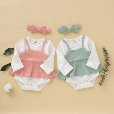 

US Stock 3PCS Newborn Baby Girl Romper Bodysuit Sunsuit Playsuit Outfit Clothes