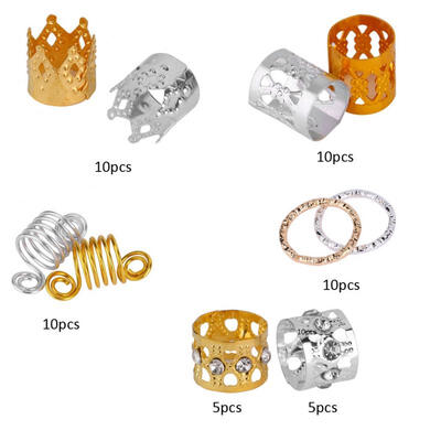 

Greensen 90Pcs Aluminum Spring Hair Braiding Beads Rings Dreadlocks Hair Cuffs Wig Accessories