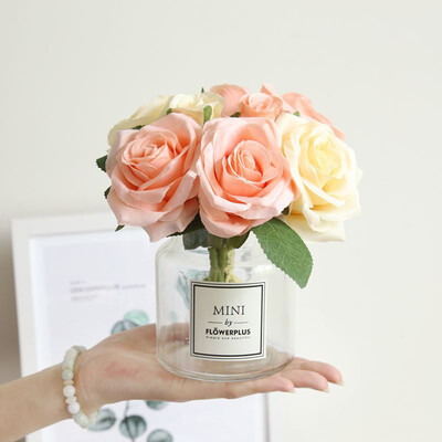 

Gobestart 8 Pcs Artificial Fake Roses Flower Bridal Bouquet Wedding Party Home Decor BU